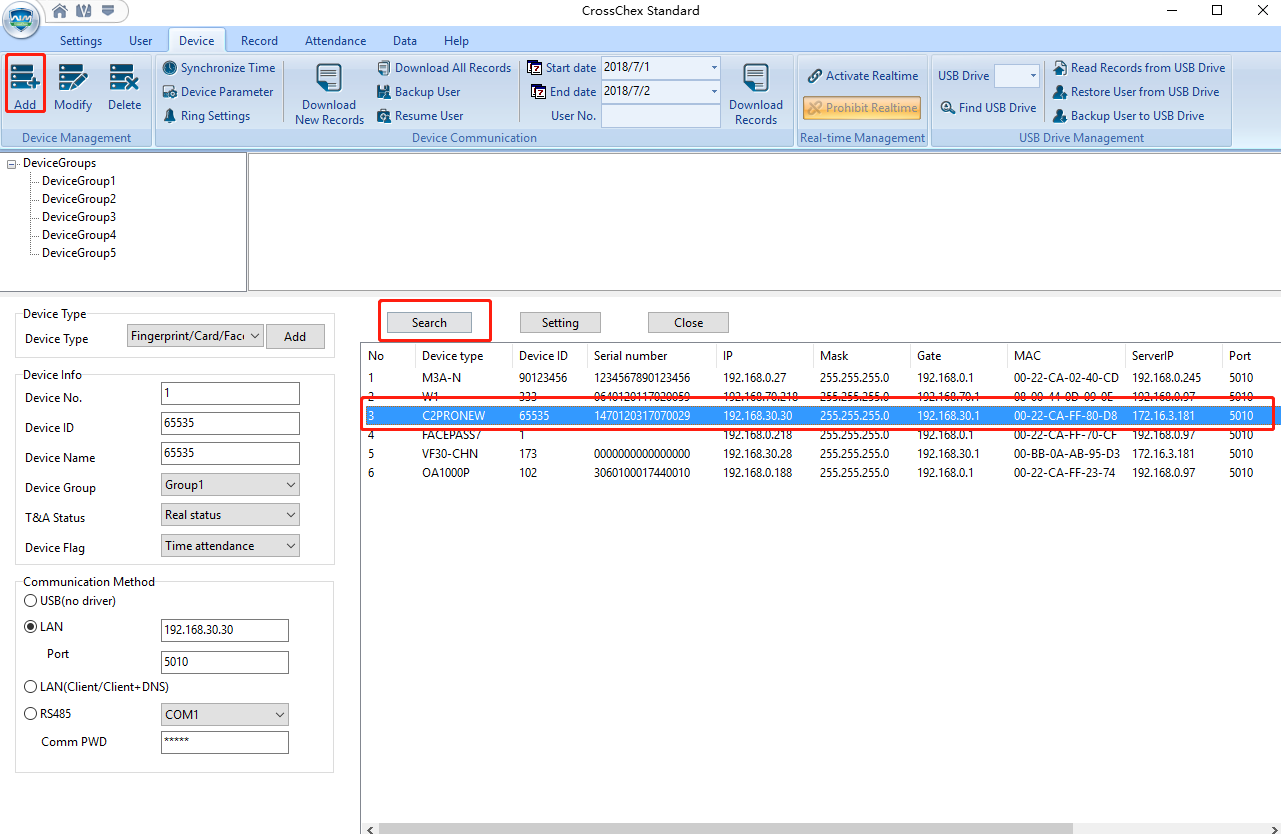 Connection via the TCP/IP model