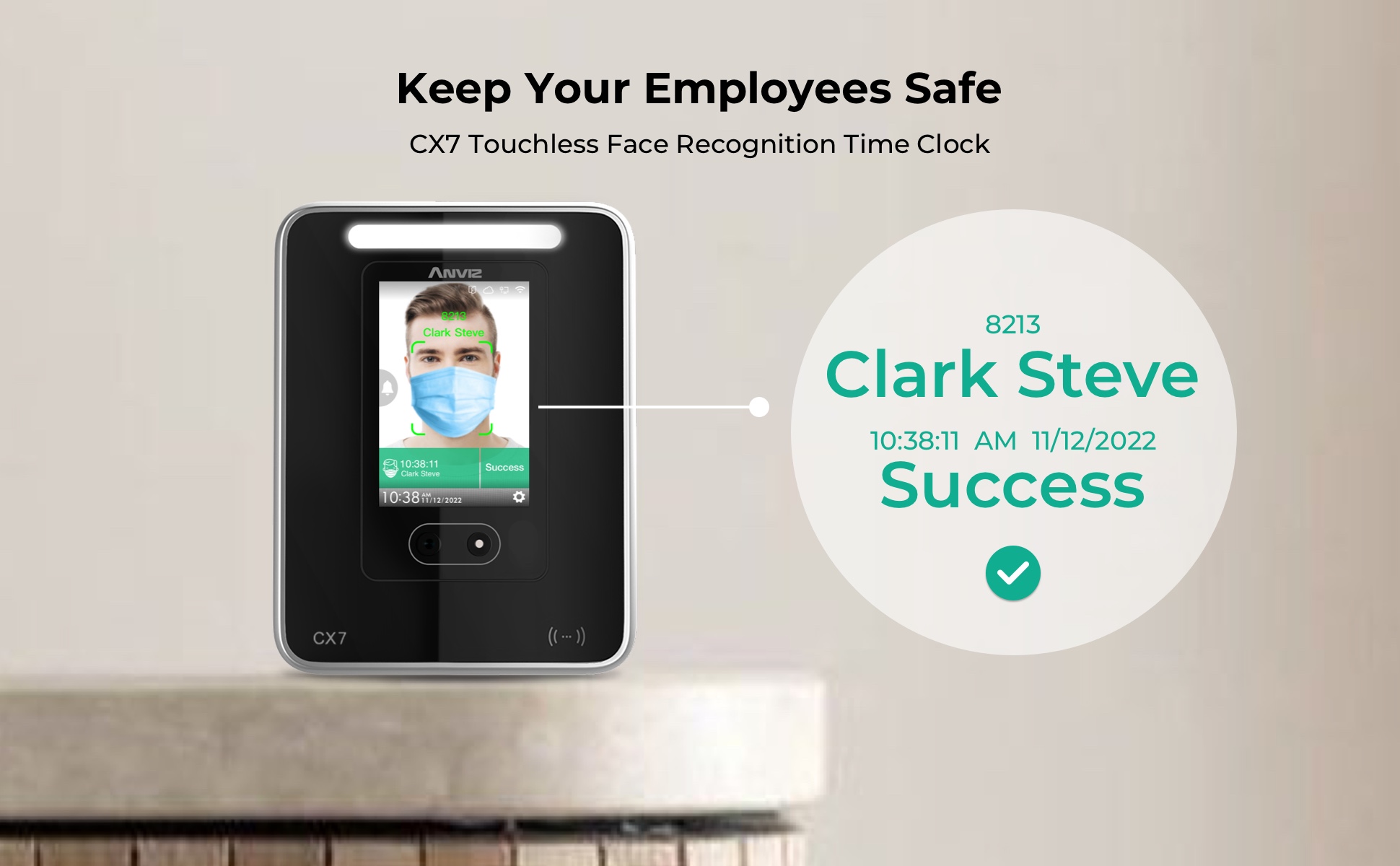 CX7 Best Cloud-based Face Recognition Time Clocks for Empoyers